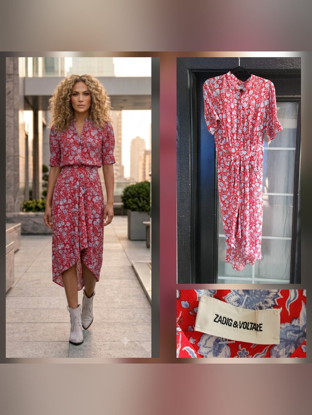 Zadig & Voltaire Red Floral Midi Dress